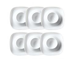 TAMUME Weißes Porzellan Eierbecher Set mit 6 Eierhaltern, Elegantes 6-Teiliges Keramik Frühstückset