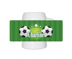 Fußball-Bierkrug mit Namen Charline und schönem Motiv mit Fußbällen und grünem Hintergrund für Frauen - Fan-Bierkrug personalisiert - Deutschland-Krug - Bierhumpen