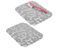 mDesign 2er-Set Spülbeckeneinlage zum Zuschneiden - praktische Spülbeckenmatte aus PVC für die Küche - Spülbecken Schutzmatte für Geschirr und Becken - grau