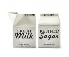 Riviera Maison Carton - Milchgießer, Milchkännchen, Sahnegießer, Zuckerdose - Porzellan - 2er Set