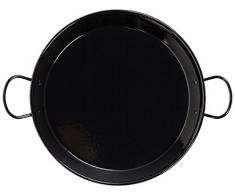 La Schale 36 cm, emaillierter Edelstahl induktionsgeeignet Paella-Pfanne mit Griffen aus Keramik, Schwarz