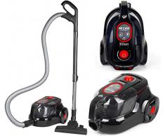 Staubsauger beutellos | HEPA Filter | EEK A | 2in1 Bodenbürste | Fugendüse | Polsterdüse | 360° Schlauch | Vacuum Cleaner | Beutelloser Staubsauger | Bodenstaubsauger (Black/Cherry Red)