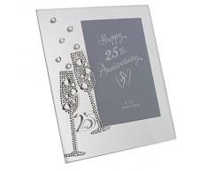 Mit Champagnergläser zum 25. Hochzeitstag, silberfarben, Glas, WG45425 19.05 x 16.51 cm cm