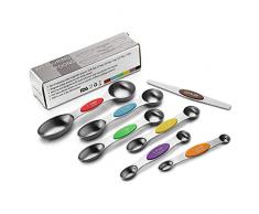 AOOSY Messlöffel-Set Magnetische Messlöffel Set Edelstahllöffel Runde Küche Stapelbar Doppelseitig Kochlöffel für flüssige, trockene Zutaten Backmaßlöffel Set von 7 (Farbe)