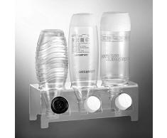 ecooe Abtropfhalter aus Acrylglas Abtropfständer für z.B. SodaStream und Emil Flaschen Platz Für 3 Flaschen und 3 Deckel Spülmaschinenfest