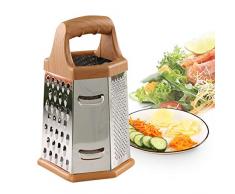 YAVO-EU Vierkantreibe Gemüsehobel Edelstahl 6 Reibflächen Multireibe Küchenreibe zum feinen/groben Reiben und Schneiden