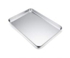 TEAMFAR Backblech, Rechteckigies Backform Kuchenblech aus Edelstahl zum Backen Kochen Servieren, 40x30x2,5cm, ungiftig und Gesund, Hochglanzpoliert, leicht zu reinigen und spülmaschinenfest