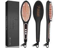 Ionischer Haarglätter Bürste,MCH Keramische Heizung Glättbürste,Einstellbare Temperatur Haarglättung Bürste,Temperatursperrfunktion,LED-Anzeige,Antistatisch+Auto abgeschaltet Tragbare Glättungbürste