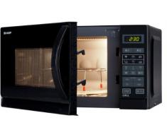 Sharp R642BKW 2-in-1 Mikrowelle mit Grill / 20 L / 800 W / 1000 W Quarzgrill / 8 Automatikprogramme / Timer / Kindersicherung / Energiesparmodus / Glasdrehteller (25,5 cm) / schwarz
