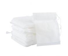 Naler 100 Stück Teebeutel Teefilter Einweg Weiß Selbstbefüllbar Filterbeutel mit verschließbarem Bändchen für Tee Obsttee Teeblumen Gewürz Kräuterpulver (7 x 9 cm)