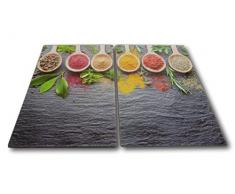 2 x Glas Herdabdeckplatte Herdabdeckung Schneidebrett Abdeckplatte Ceranfeld Design Gewürze Spices