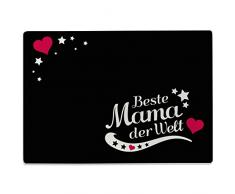 Wandkings Glasschneidebrett mit Schriftzug Beste Mama der Welt - Desgin wählbar - Glasschneideplatte, Schneidebrett aus Glas, Frühstücksbrettchen - MOTIV 7