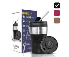 Opard Thermobecher -Travel Mug 210ml, Kaffeebecher to go, Isolierbecher mit Deckel, 100% Auslaufsicher, Trinkbecher aus Edelstahl, Autobecher, doppelwand Isolierung Kaffee to go (Schwarz)