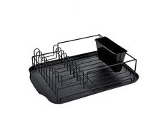 Unbekannt TRI Design-Abtropfplatz, Geschirrabtropfer, Abtropfgestell, Abtropfkorb, Abtropfständer, Abtropfgitter, Geschirrkorb, Spülbecken, schwarz, Stahl, 42 x 32 x 10,5 cm
