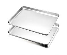 HaWare Backblech, Edelstahl Ofenblech Kuchenblech 2er Set, 40 x 30 x 2.5cm, Rechteckige Fettpfanne Backofen Tablett zum Backen & Servieren - Ungiftig ＆Gesund, Leicht zu Reinigen＆Spülmaschinenfest