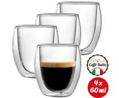 Caffé Italia Roma 4 x 60 ml Doppelwand-Thermo-Gläser - für Espresso Tee Heiß- und Kaltgetränke - spülmaschinengeeignet