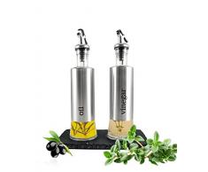 Öl und Essig Set auf Schieferplatte Ölspender Essigspender Menage Ölflasche