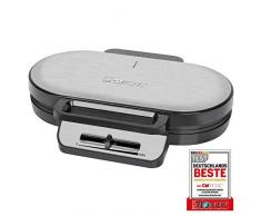 Clatronic Waffelautomat WA 3745, 2 Backflächen, stufenlos Einstellbarer Bräunungsgrad, Antihaftbeschichtung, Schwarz/Edelstahl