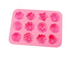 BestCool 12er Mulden Silikon Muffinform Muffin Rose Herz Blume Form Muffinförmchen Kuchen Dessert Cup Cake Pudding Gelee Mini-Cupcake Formenset Kuchenformen Cupcake Form Backform