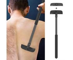 Rückenrasierer Herren, Xpreen Rückenrasierer Körperrasierer dehnbare Rücken-Rasierapparate mit 2 Klingen, verstellbare Körperrasierer für Männer schmerzfrei rasieren unter Nass oder Trocken