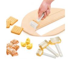 VNEIRW Teigschneider | Teigmesser-3er-Set | Design Ravioli-Ausstecher | Wunderschöne Ravioli Kekse Knödel Former | Umweltschutz Gesundheit (Weiß)