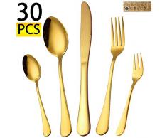 Elegant Life Besteck, 30 Stück Japan-Edelstahl Besteck Set Service für 6 Personen, Hochwertige Spiegelpolierte Bestecksets für Haus, Küche, Party, Restaurant
