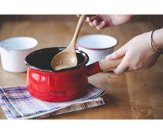 Goey Single Holz Hand verdickte Emaille Milch Sauce Topf Nudel Frühstück Induktion Herd Marmelade Topf Induktion Kocher Gas Universal rot