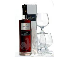 Hardy Cognac XO 1,0 Liter Flasche plus 3 Ballon-Cognac-Schwenker