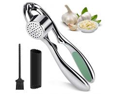 BROTOU Knoblauchpresse Knoblauchschneider Garlic Press Häuslicher Knoblauch Crusher mit Silikon Knoblauchschäler und Reinigungsbürste Praktischer Küchenhelfer