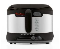 Moulinex AF 133D Fritteuse Uno M / 1600 Watt/wärmeisoliert / 1 kg Fassungsvermögen, edelstahl-schwarz