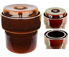Wamat Sauerkrauttopf Gärtopf Tontopf Steinguttopf Rumtopf Schmalztopf mit Wasserrinne Steingut 5 Liter