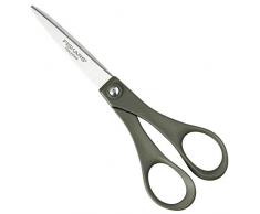 Fiskars Recycelte Mehrzweckschere, Länge: 18 cm, Für Rechts- und Linkshänder, Rostfreie Stahl-Klinge/100% recycelte Kunststoff-Griffe, Dunkelgrün, 1005127