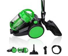 VINGO Bodenstaubsauger 900 Watt, HEPA 12 Filter, 2in1 Bodenbürste, 360° Schlauch, 3L Staubsauger Zyklonen Staubsauger beutellos Grün [Energieklasse A]