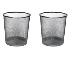 Tosnail 2 Stück Papierkorb Metall, großer Papiereimer fürs Büro, Runder Mülleimer, Draht, Mesh, Ø 23*27cm, Schwarz