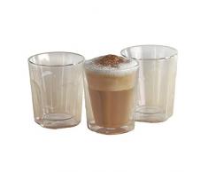 6-er Set Thermo Kaffeegläser eckig doppelwandig Cappuccino 200 ml