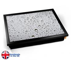 Clear Water Rain Droplets Cushion Lap Tray Kissen Tablett Knietablett Kissentablett - Schwarzer Rahmen