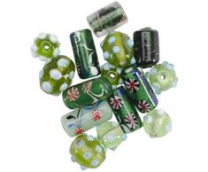 Mode International quadratisch Tube Glasperlen-Mix,-/Bratenspritze, grün Lampwork Glasperlen Mix