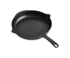 Burnhard Gusseisen-Pfanne 30 cm inkl. Griffschutz aus Leder, Bratpfanne, Grillpfanne für Gasgrill, Backofen und Induktion geeignet