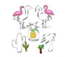 Anokay Fondant Ausstecher Ausstechformen Sommer Keksausstecher Flamingo Ananas Palme aus Edelstahl für Tortendeko Backen Zubehör