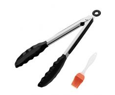 MICHETT Grillzange 14 Premium Edelstahl Grill Zange Kochzange Küchenzange mit klick-Verschluss, Antihaft und Hitzebeständiger Griff zum Kochen, Servieren, Grillen, Buffet, Salat, EIS Ofen usw