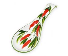 Lashuma Löffelablage Keramik, Italienischer Löffelhalter 28 cm, Kochlöffelhalter handbemalt Pepperoni Design