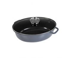 Kopf XXL Bräter Colima (Aluguss, 7,7 Liter, inkl. Glasdeckel mit Aromaknopf, Induktion) grau