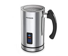 Miroco Milchaufschäumer 240ml 500W Elektrischer Flüssigkeitsaufheizer Milchschäumer mit Funktionen für Heiße und kalte Milch Geräuschloser Betrieb, Antihaftbeschichtung (Silber)