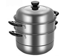 Kyman Schöner wohnen Edelstahl Stockpot mit Dämpfeinsatz mit Nonstick Keramikbeschichtung mit Glasabdeckung und Hitzebeständige Bakelithandgriff