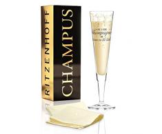 RITZENHOFF Champus Champagnerglas von Natalia Yablunovska, aus Kristallglas, 200 ml, mit edlen Gold- und Platinanteilen, inkl. Stoffserviette