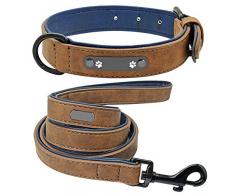 XYBB Hundeleine Personalisierte Leder Gepolstert Personalisierte Gravierte Hunde L Kaffee-Set