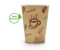 Bio Einweg Becher 200ml I 50 Stück I Einmalbecher Papierbecher mit PLA Beschichtung I Getränkebecher I Wegwerfbecher I Coffee to go Pappbecher (200ml I 8oz (50 Stück))
