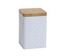 meindekoartikel Moderne Metalldose h16b/t10 cm in weiß Deckel in Holzoptik Kaffeedose Keksdose Aufbewahrung