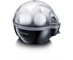 SEVERIN Eierkocher, Inkl. Wasser-Messbecher mit Eierstecher, 6 Eier, Signalton, EK 3056, Schwarz/Grau