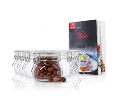 Bormioli Rocco 6er Set Drahtbügelglas FIDO, 500 ml, Einmachglas mit Bügelverschluss, inkl. Rezeptheft
